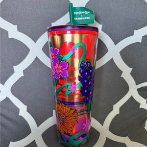 Rex Hamilton Floral Tumbler Starbucks - Red and Purple